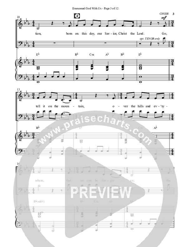 Emmanuel God With Us with Joy To The World (Choral Anthem SATB) Anthem (SATB/Piano) (Semsen Music / Arr. Daniel Semsen)