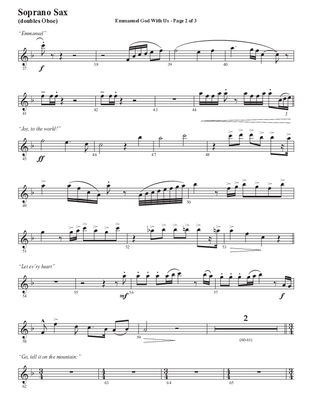 Emmanuel God With Us with Joy To The World (Choral Anthem SATB) Soprano Sax (Semsen Music / Arr. Daniel Semsen)