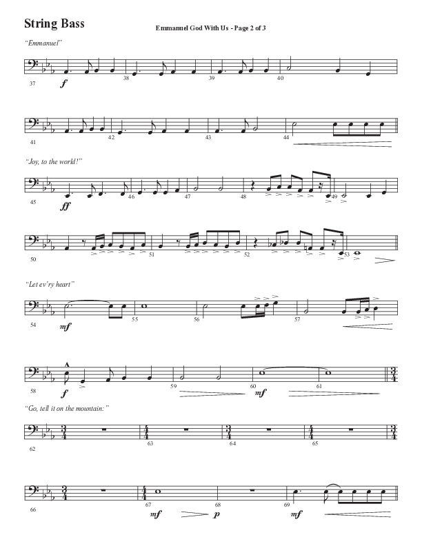 Emmanuel God With Us with Joy To The World (Choral Anthem SATB) String Bass (Semsen Music / Arr. Daniel Semsen)
