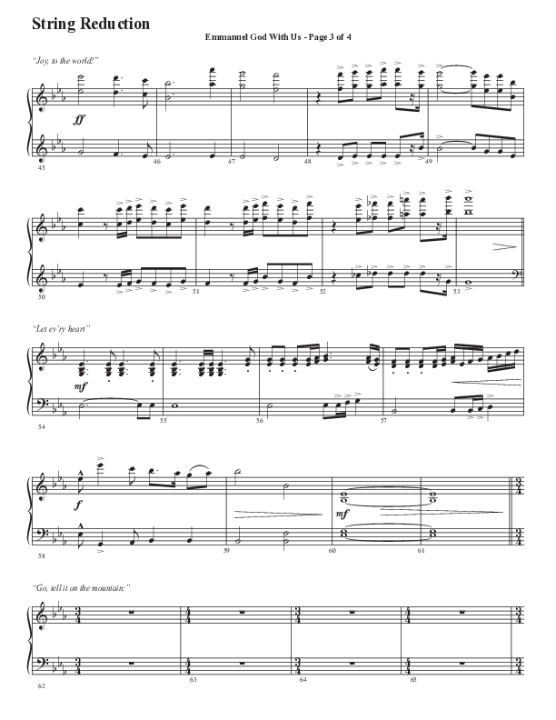 Emmanuel God With Us with Joy To The World (Choral Anthem SATB) String Reduction (Semsen Music / Arr. Daniel Semsen)