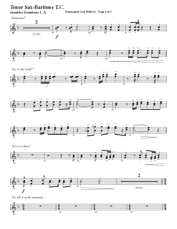 Emmanuel God With Us with Joy To The World (Choral Anthem SATB) Tenor Sax/Baritone T.C. (Semsen Music / Arr. Daniel Semsen)