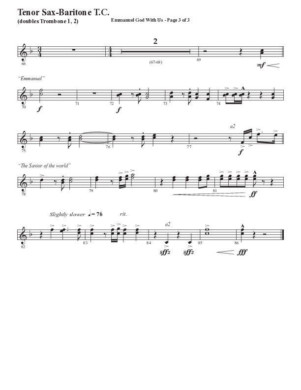 Emmanuel God With Us with Joy To The World (Choral Anthem SATB) Tenor Sax/Baritone T.C. (Semsen Music / Arr. Daniel Semsen)