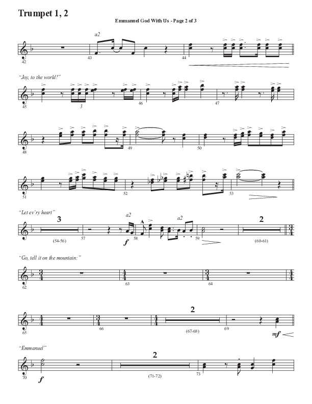 Emmanuel God With Us with Joy To The World (Choral Anthem SATB) Trumpet