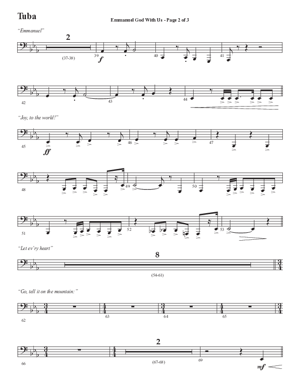 Emmanuel God With Us with Joy To The World (Choral Anthem SATB) Tuba (Semsen Music / Arr. Daniel Semsen)