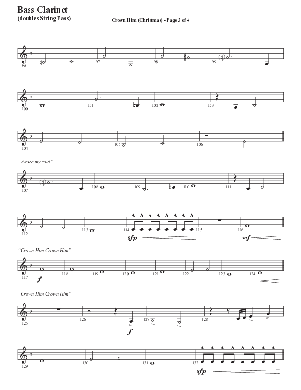 Crown Him (Christmas) (Choral Anthem SATB) Bass Clarinet (Semsen Music / Arr. David Wise / Orch. David Shipps)