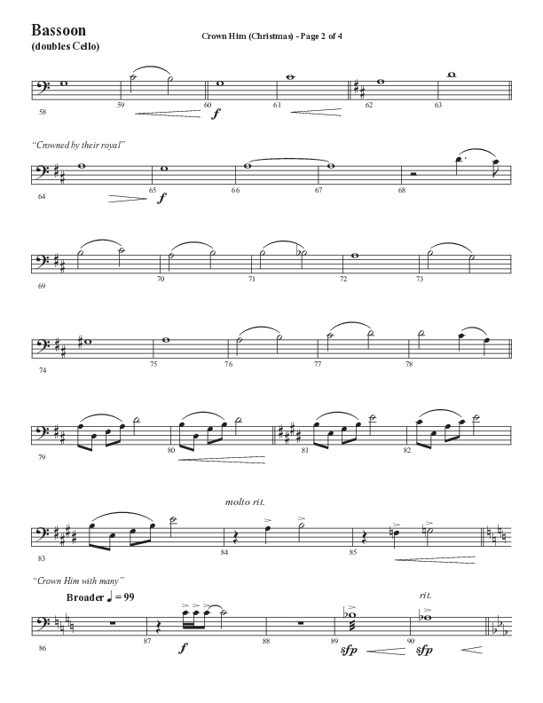 Crown Him (Christmas) (Choral Anthem SATB) Bassoon (Semsen Music / Arr. David Wise / Orch. David Shipps)
