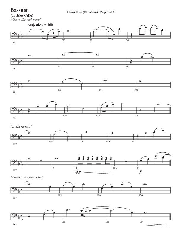 Crown Him (Christmas) (Choral Anthem SATB) Bassoon (Semsen Music / Arr. David Wise / Orch. David Shipps)