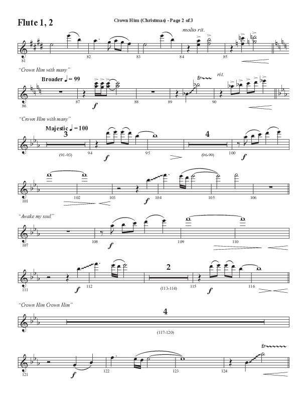 Crown Him (Christmas) (Choral Anthem SATB) Flute 1/2 (Semsen Music / Arr. David Wise / Orch. David Shipps)