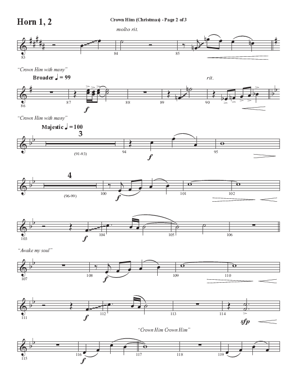 Crown Him (Christmas) (Choral Anthem SATB) French Horn 1/2 (Semsen Music / Arr. David Wise / Orch. David Shipps)