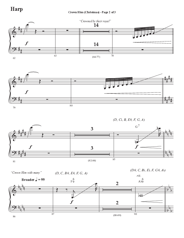Crown Him (Christmas) (Choral Anthem SATB) Harp (Semsen Music / Arr. David Wise / Orch. David Shipps)