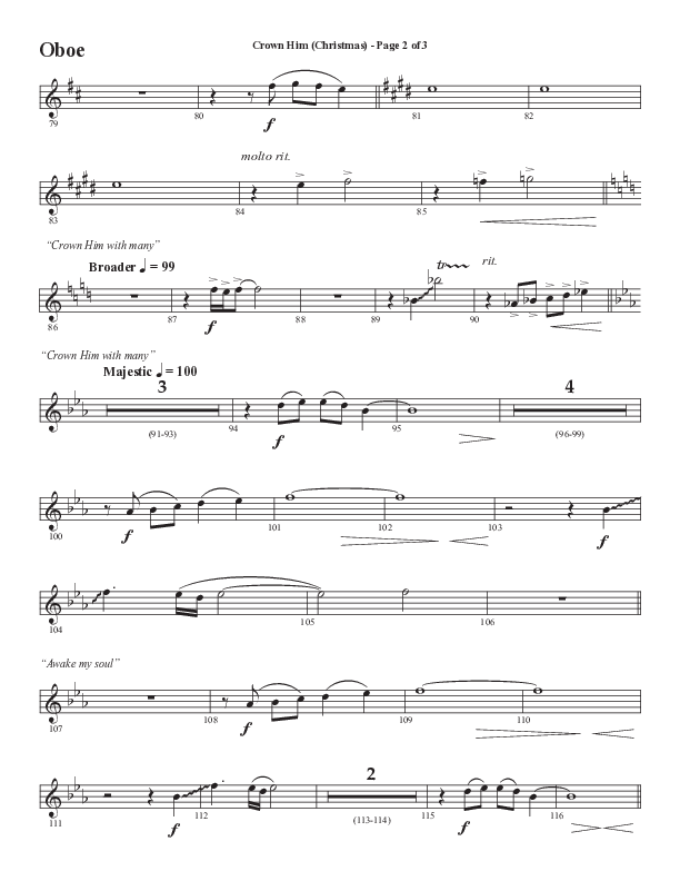 Crown Him (Christmas) (Choral Anthem SATB) Oboe (Semsen Music / Arr. David Wise / Orch. David Shipps)