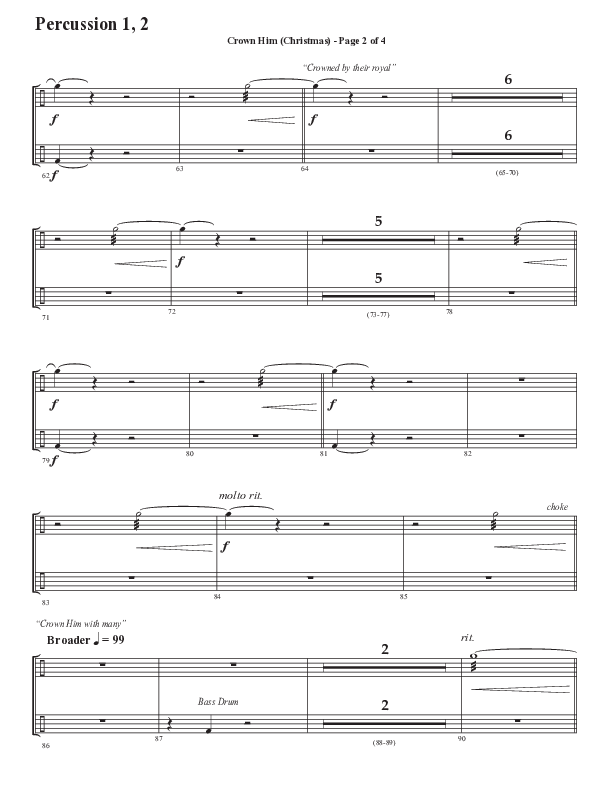 Crown Him (Christmas) (Choral Anthem SATB) Percussion (Semsen Music / Arr. David Wise / Orch. David Shipps)