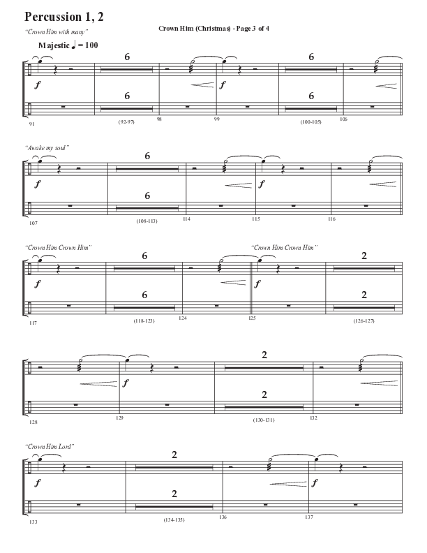 Crown Him (Christmas) (Choral Anthem SATB) Percussion (Semsen Music / Arr. David Wise / Orch. David Shipps)
