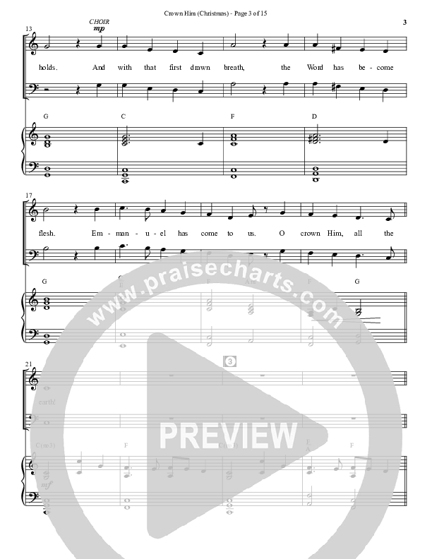Crown Him (Christmas) (Choral Anthem SATB) Anthem (SATB/Piano) (Semsen Music / Arr. David Wise / Orch. David Shipps)