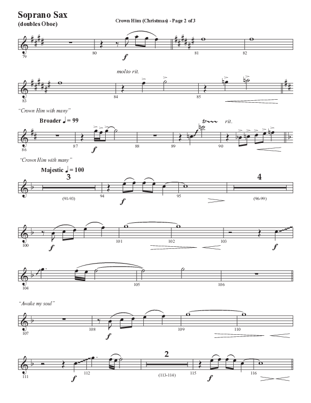 Crown Him (Christmas) (Choral Anthem SATB) Soprano Sax (Semsen Music / Arr. David Wise / Orch. David Shipps)