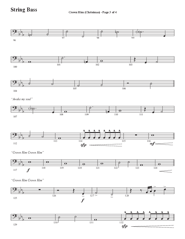 Crown Him (Christmas) (Choral Anthem SATB) String Bass (Semsen Music / Arr. David Wise / Orch. David Shipps)
