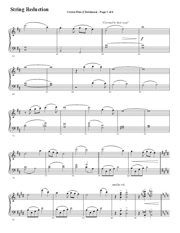 Crown Him (Christmas) (Choral Anthem SATB) String Reduction (Semsen Music / Arr. David Wise / Orch. David Shipps)