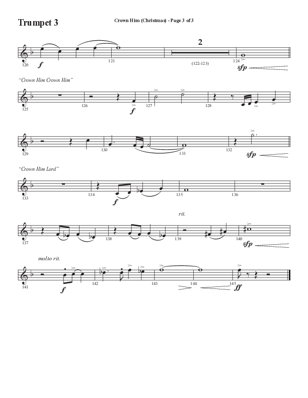 Crown Him (Christmas) (Choral Anthem SATB) Trumpet 3 (Semsen Music / Arr. David Wise / Orch. David Shipps)