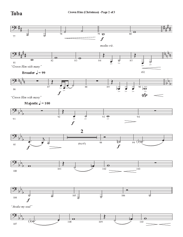 Crown Him (Christmas) (Choral Anthem SATB) Tuba (Semsen Music / Arr. David Wise / Orch. David Shipps)