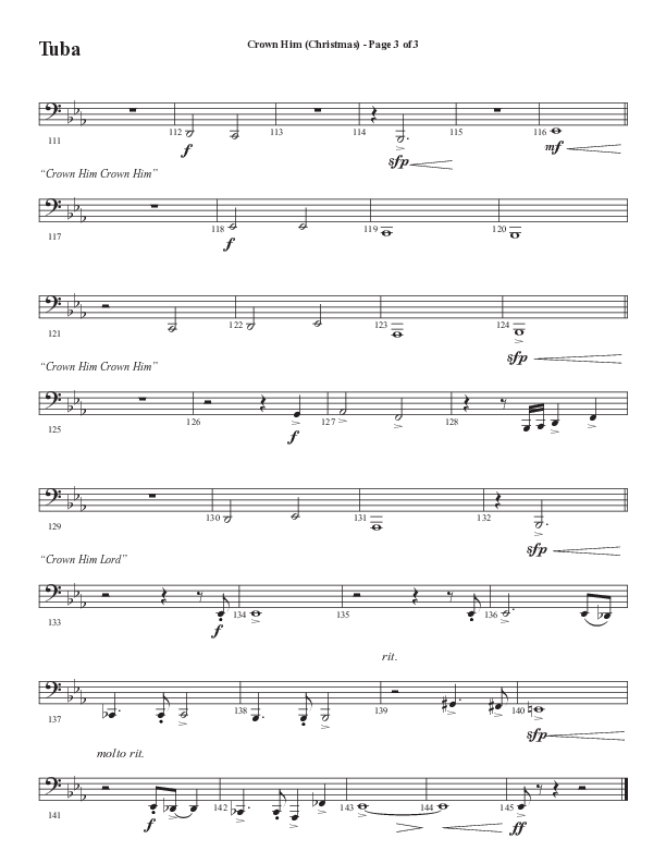 Crown Him (Christmas) (Choral Anthem SATB) Tuba (Semsen Music / Arr. David Wise / Orch. David Shipps)