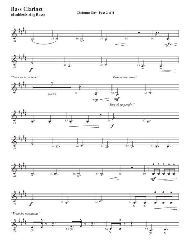 Christmas Day (Choral Anthem SATB) Bass Clarinet (Semsen Music / Arr. Cliff Duren)