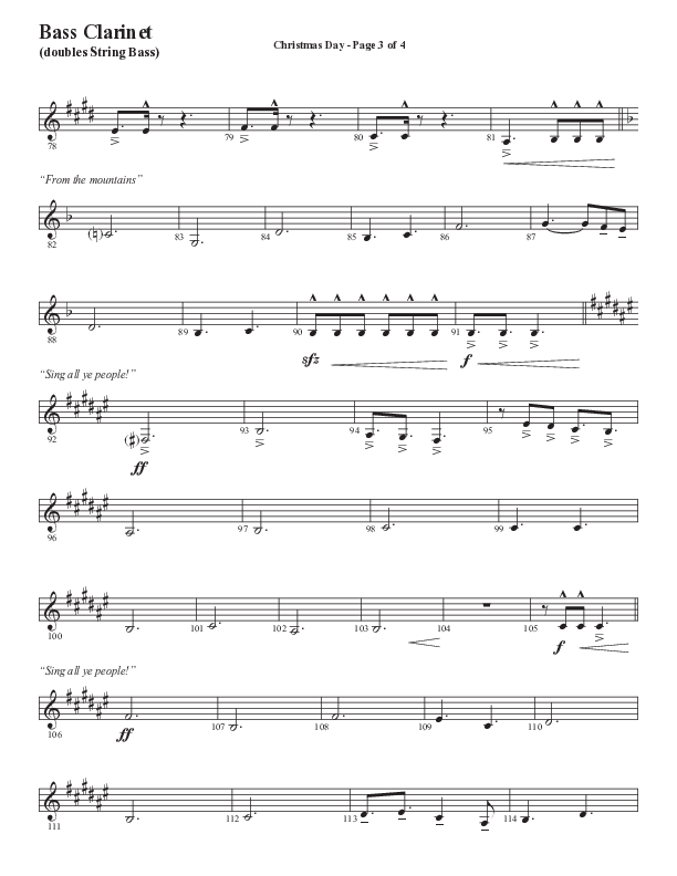 Christmas Day (Choral Anthem SATB) Bass Clarinet (Semsen Music / Arr. Cliff Duren)