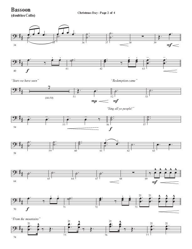 Christmas Day (Choral Anthem SATB) Bassoon (Semsen Music / Arr. Cliff Duren)