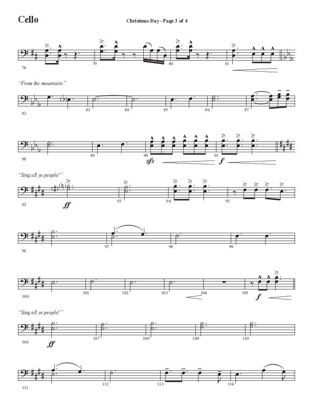 Christmas Day (Choral Anthem SATB) Cello (Semsen Music / Arr. Cliff Duren)