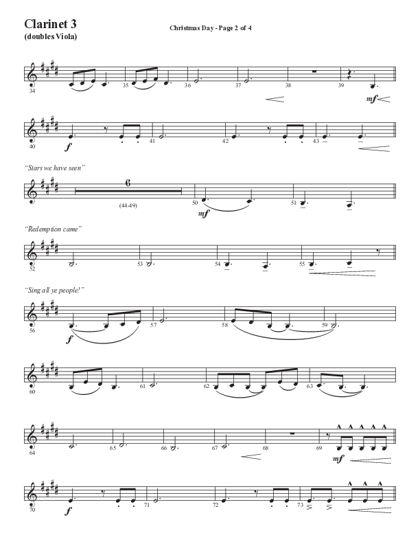 Christmas Day (Choral Anthem SATB) Clarinet 3 (Semsen Music / Arr. Cliff Duren)