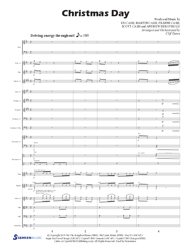 Christmas Day (Choral Anthem SATB) Conductor's Score (Semsen Music / Arr. Cliff Duren)