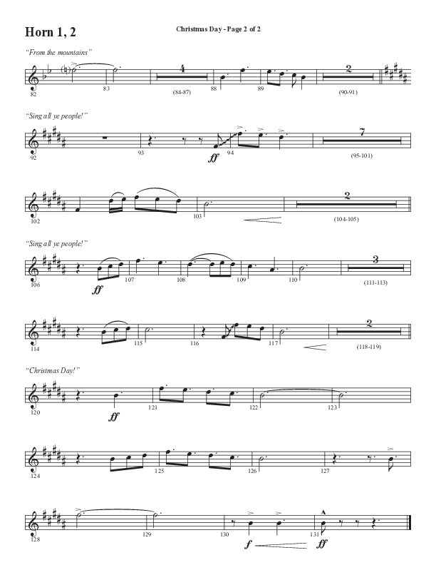 Christmas Day (Choral Anthem SATB) French Horn 1/2 (Semsen Music / Arr. Cliff Duren)