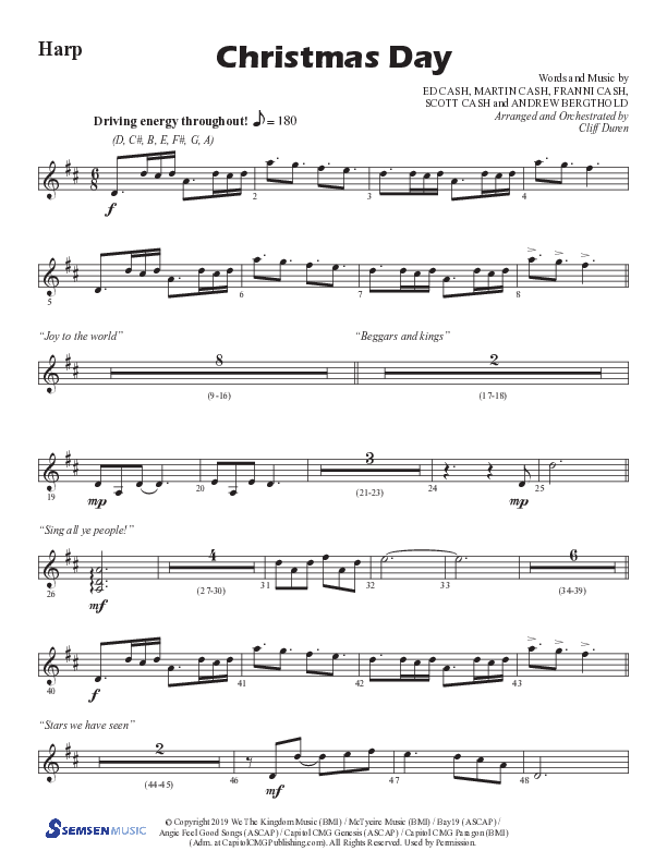 Christmas Day (Choral Anthem SATB) Harp (Semsen Music / Arr. Cliff Duren)