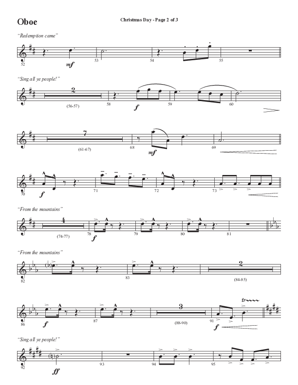 Christmas Day (Choral Anthem SATB) Oboe (Semsen Music / Arr. Cliff Duren)