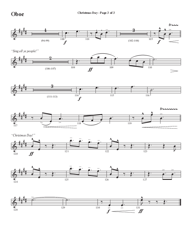 Christmas Day (Choral Anthem SATB) Oboe (Semsen Music / Arr. Cliff Duren)