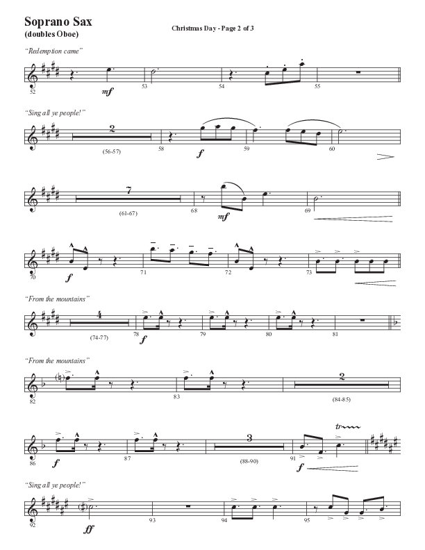 Christmas Day (Choral Anthem SATB) Soprano Sax (Semsen Music / Arr. Cliff Duren)