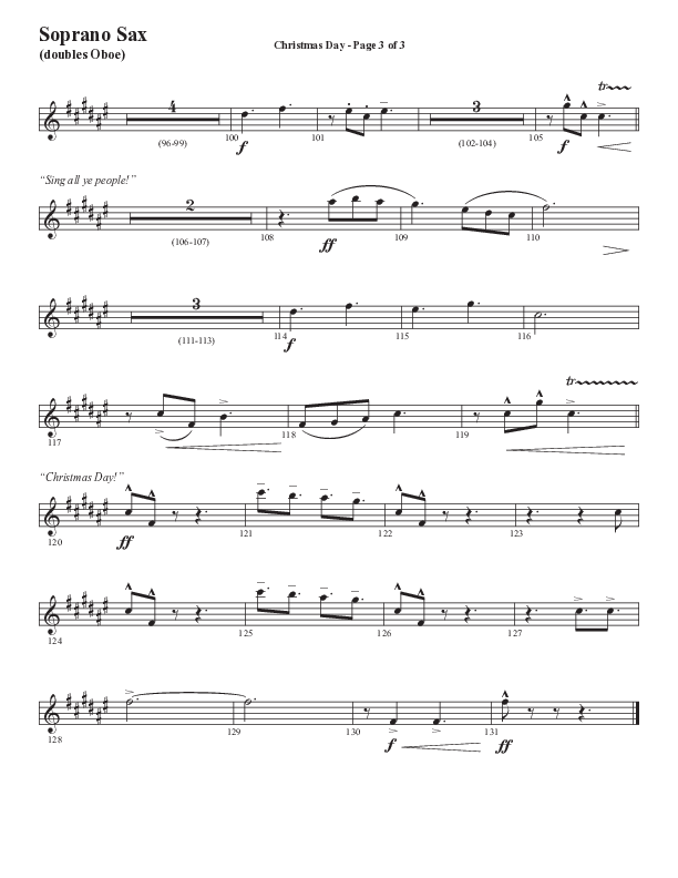 Christmas Day (Choral Anthem SATB) Soprano Sax (Semsen Music / Arr. Cliff Duren)