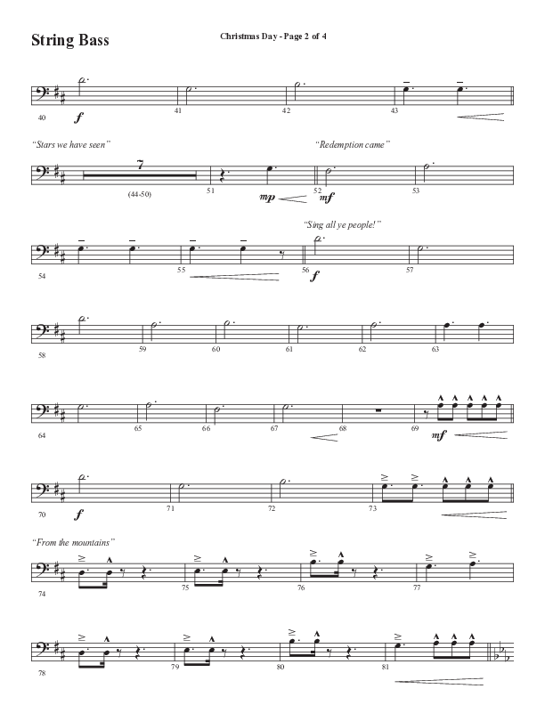 Christmas Day (Choral Anthem SATB) String Bass (Semsen Music / Arr. Cliff Duren)