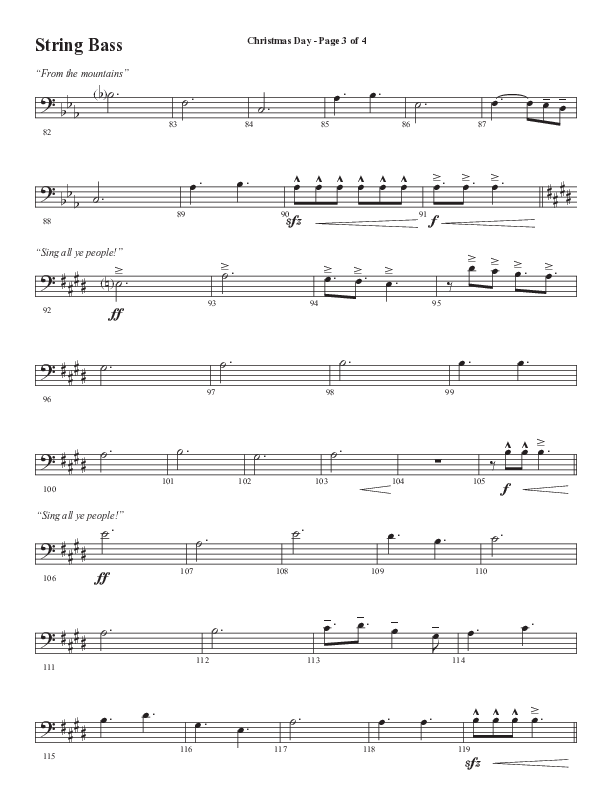 Christmas Day (Choral Anthem SATB) String Bass (Semsen Music / Arr. Cliff Duren)