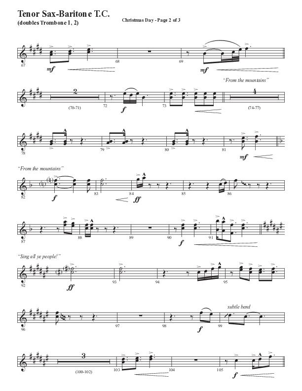 Christmas Day (Choral Anthem SATB) Tenor Sax/Baritone T.C. (Semsen Music / Arr. Cliff Duren)