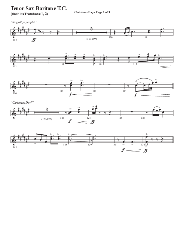 Christmas Day (Choral Anthem SATB) Tenor Sax/Baritone T.C. (Semsen Music / Arr. Cliff Duren)