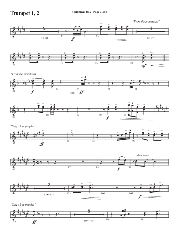 Christmas Day (Choral Anthem SATB) Trumpet 1,2 (Semsen Music / Arr. Cliff Duren)