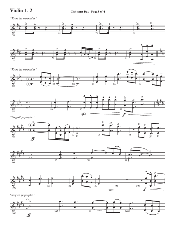 Christmas Day (Choral Anthem SATB) Violin 1/2 (Semsen Music / Arr. Cliff Duren)