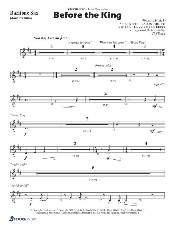 Before The King (Choral Anthem SATB) Bari Sax (Semsen Music / Arr. Cliff Duren)