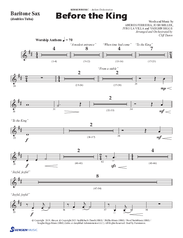 Before The King (Choral Anthem SATB) Bari Sax (Semsen Music / Arr. Cliff Duren)