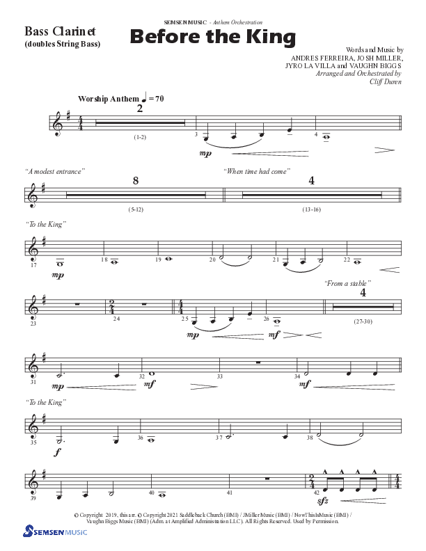 Before The King (Choral Anthem SATB) Bass Clarinet (Semsen Music / Arr. Cliff Duren)