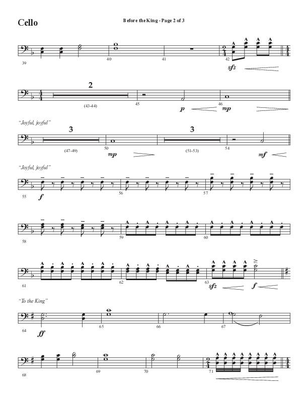 Before The King (Choral Anthem SATB) Cello (Semsen Music / Arr. Cliff Duren)