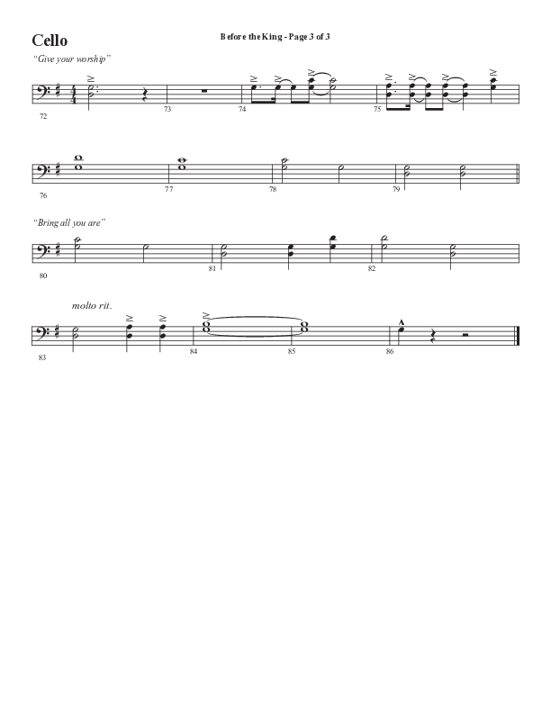 Before The King (Choral Anthem SATB) Cello (Semsen Music / Arr. Cliff Duren)