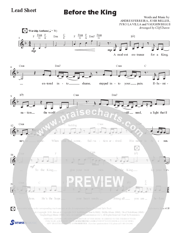 Before The King (Choral Anthem SATB) Chords & Lead Sheet (Semsen Music / Arr. Cliff Duren)