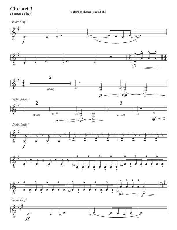 Before The King (Choral Anthem SATB) Clarinet 3 (Semsen Music / Arr. Cliff Duren)
