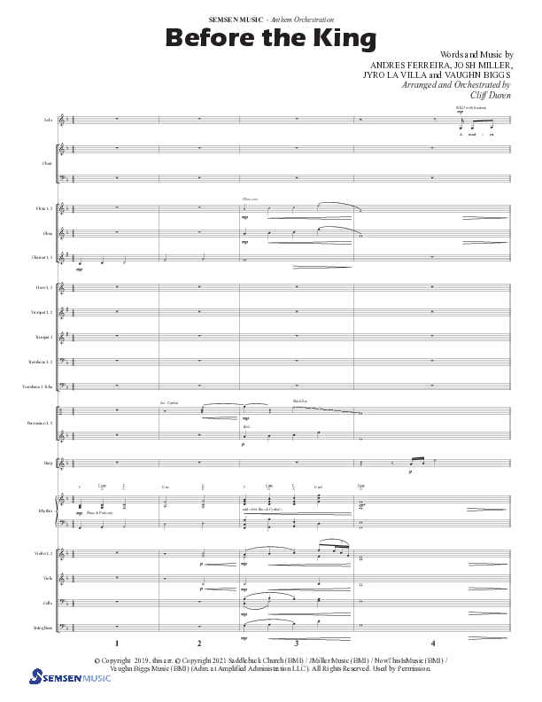 Before The King (Choral Anthem SATB) Orchestration (Semsen Music / Arr. Cliff Duren)